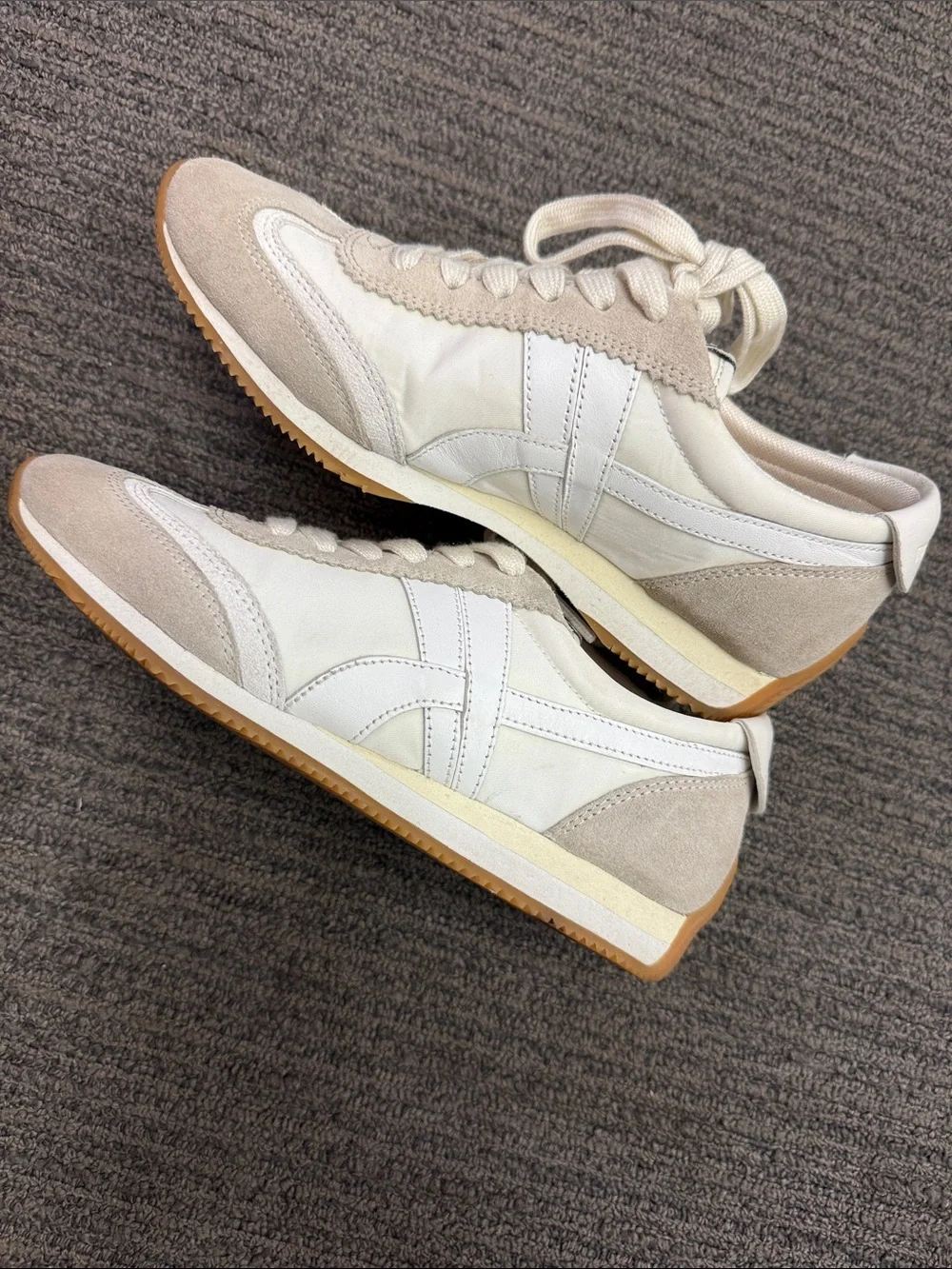 Tory Burch Ivory and Cream Suede Lace-Up Sneakers